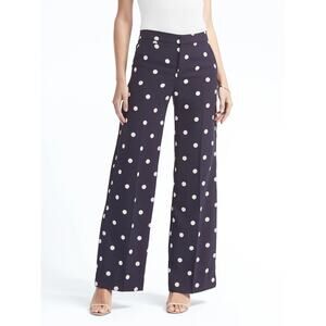 Banana Republic Blake Fit Polka Dot Wide Leg Pants Navy Size 0 Petite